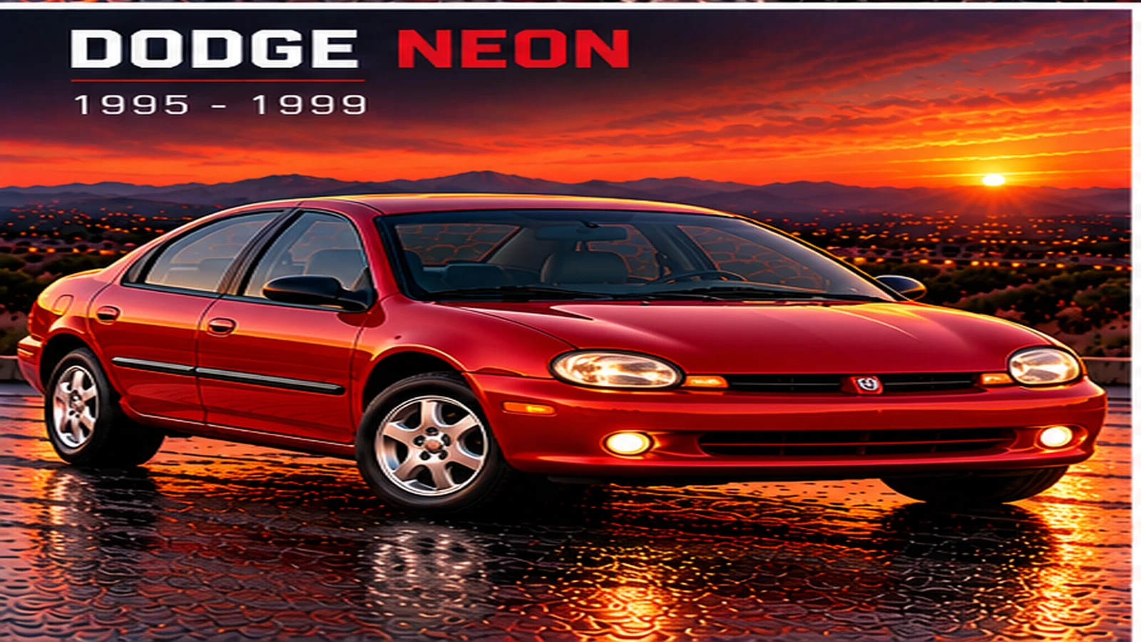 AI-generated editorial illustration: 1995–1999 (Neon)