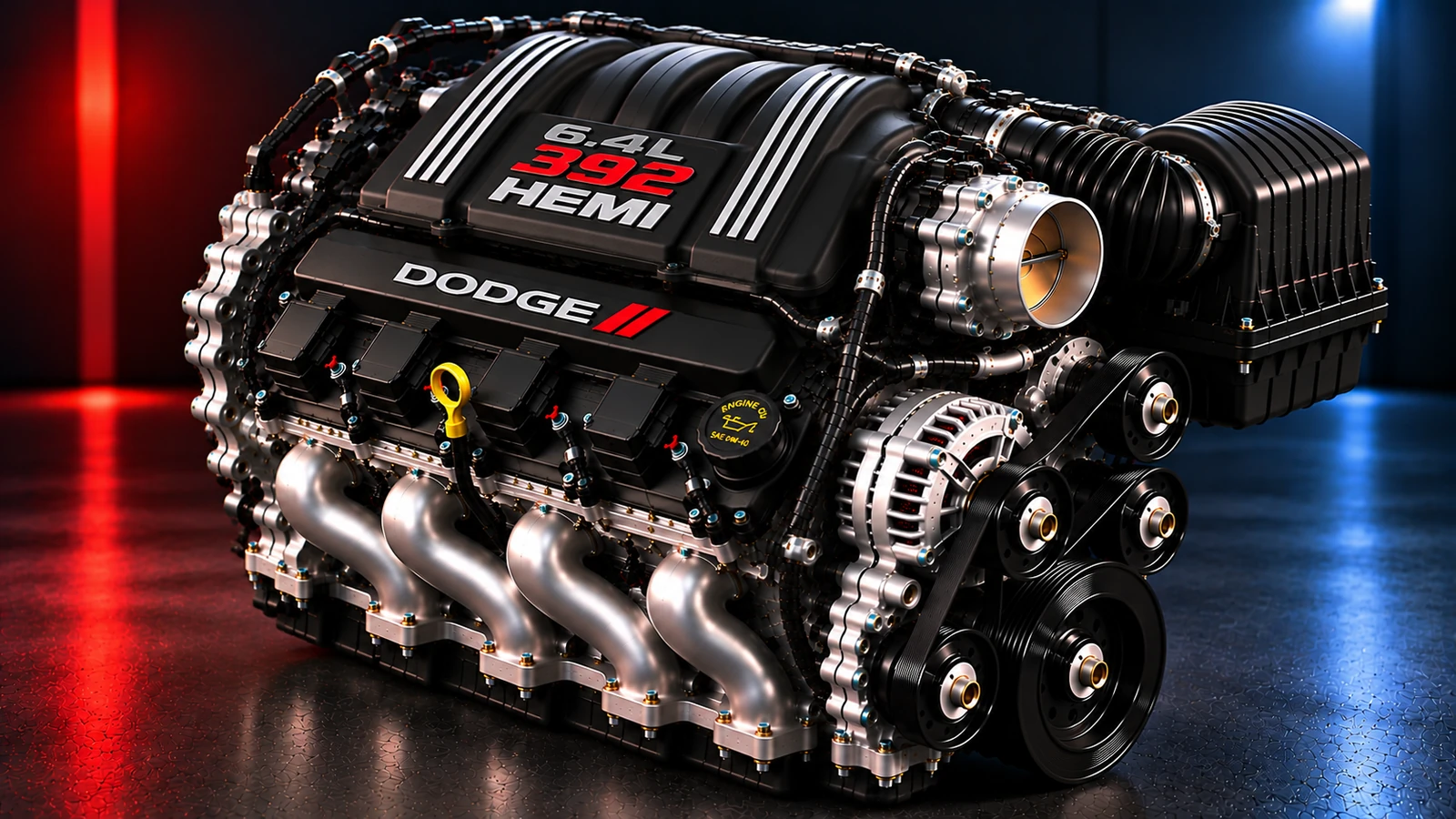 AI-generated editorial illustration: 6.4L 392 HEMI V8 (2023 Challenger) (2023 Challenger)