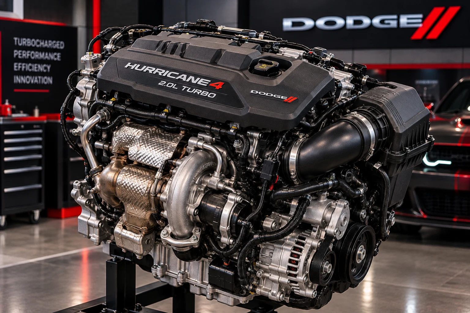Illustrative 2.0L Hurricane4 turbocharged engine studio rendering