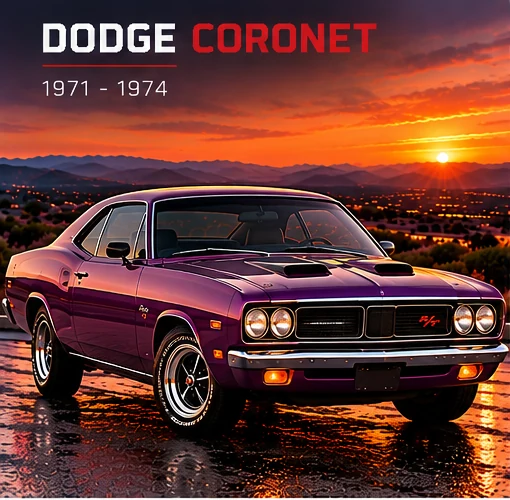 AI-generated editorial illustration: 1971–1974 (B-body) (Coronet)