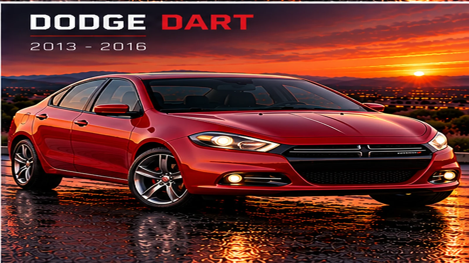 AI-generated editorial illustration: 2013–2016 (compact sedan) (Dart)