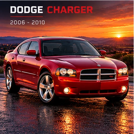 AI-generated editorial illustration: 2006–2010 (LX) (Charger)