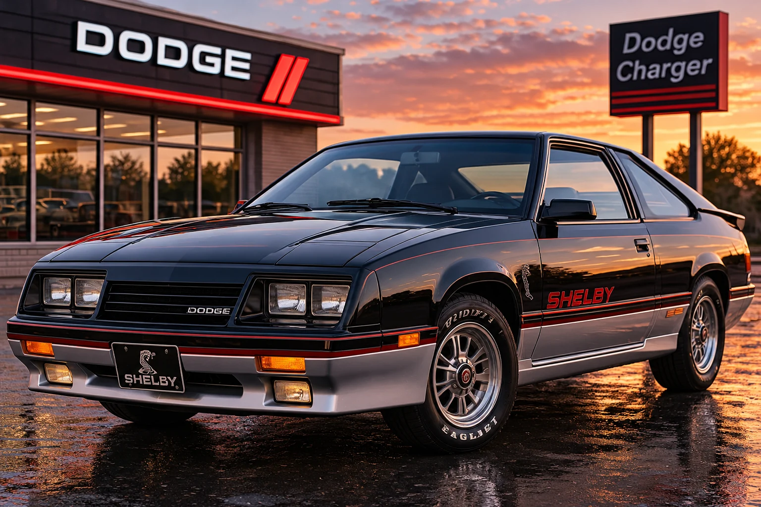 Illustration inspired by a mid-1980s Dodge Charger Shelby