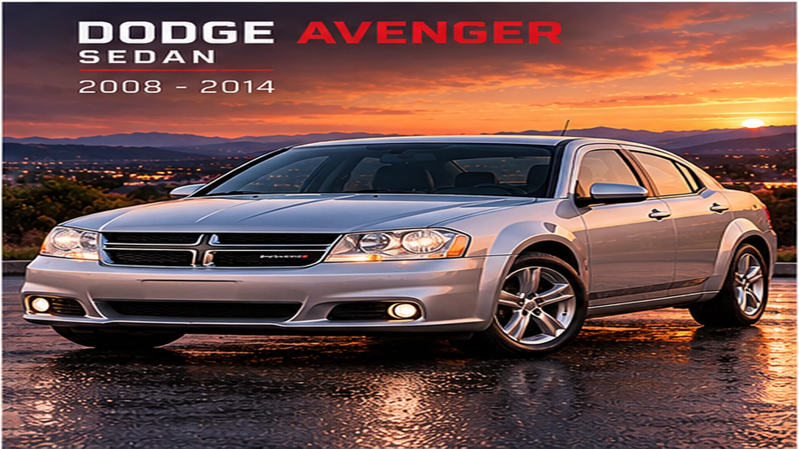 AI-generated editorial illustration: 2008–2014 (sedan) (Avenger)