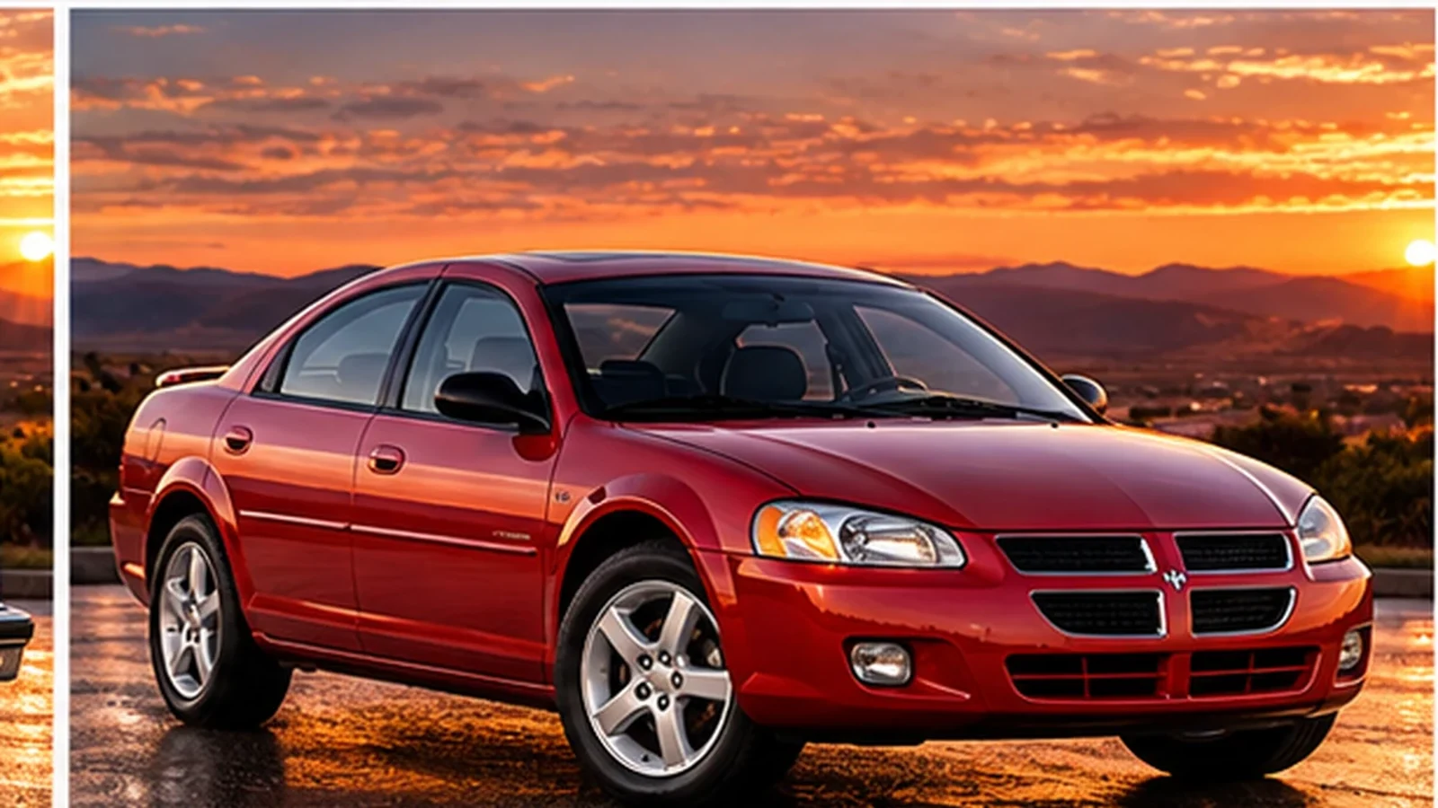 AI-generated editorial illustration of the Dodge Stratus