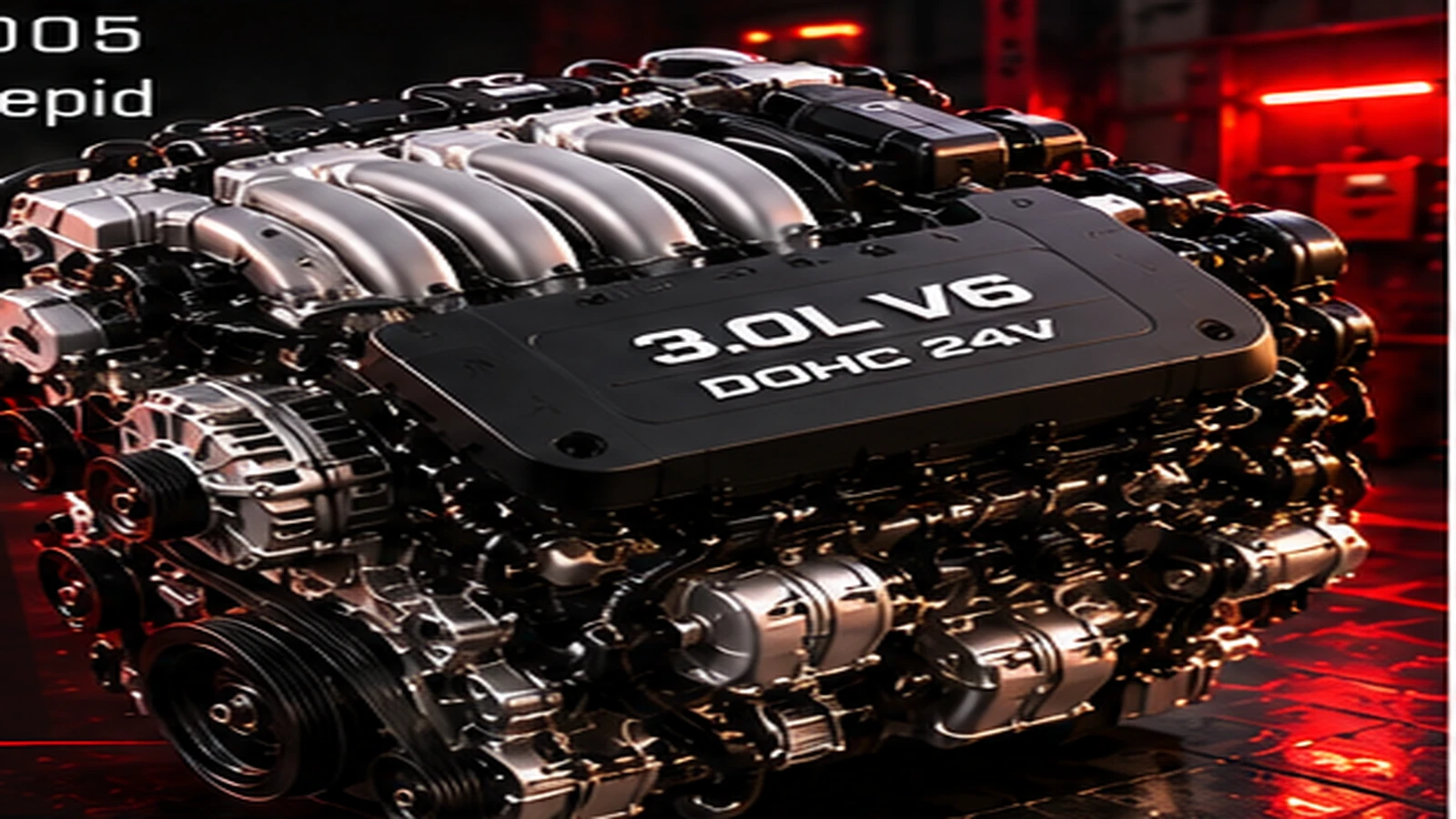 AI-generated editorial illustration: 3.0L DOHC 24-valve V6 (1994 Stealth)