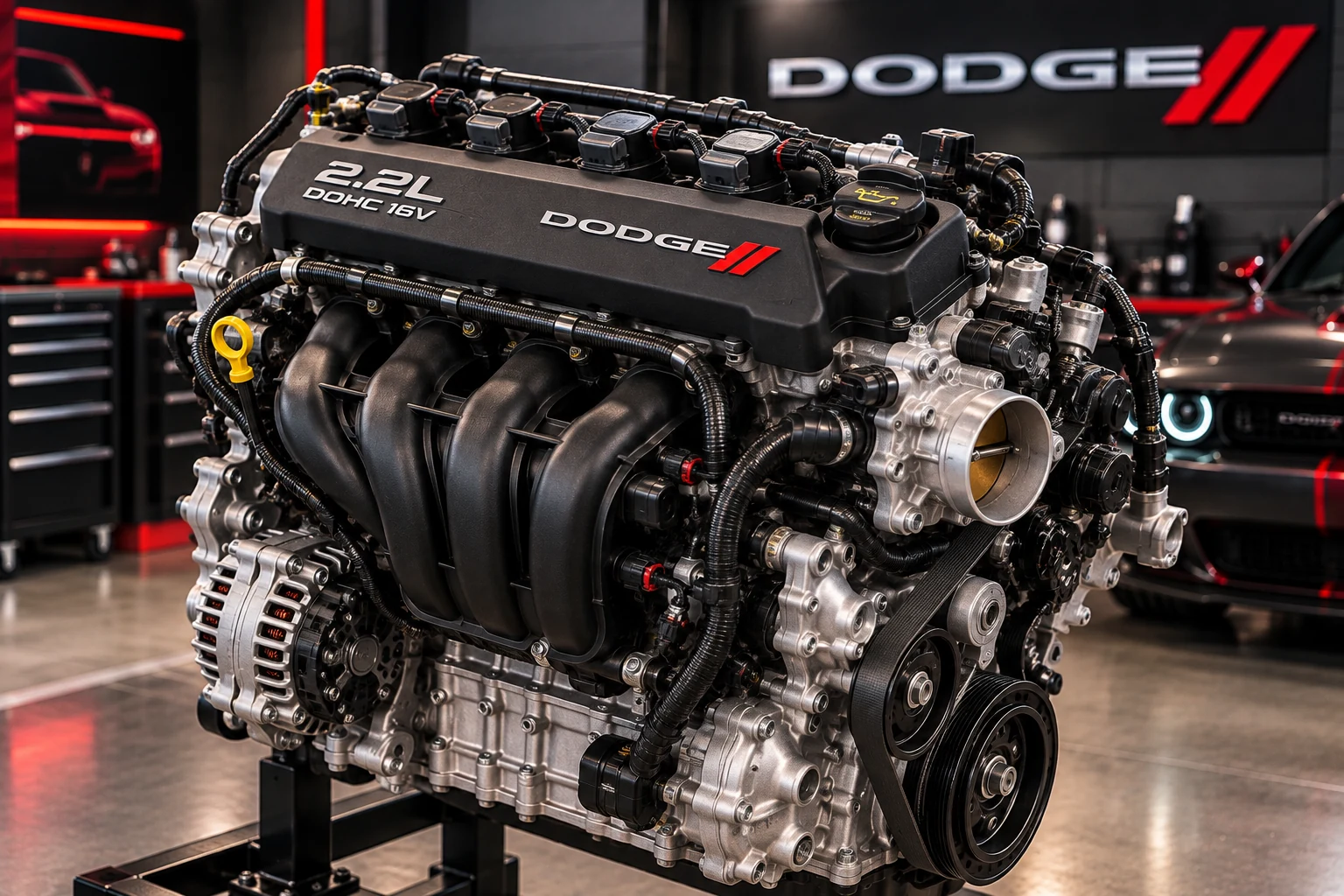Illustrative four-cylinder engine; visual not confirmed as historical Chrysler 2.2L