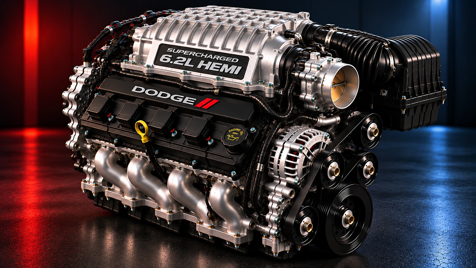 AI-generated editorial illustration: 6.2L Supercharged HEMI V8 (2024 Durango) (2024 Durango)