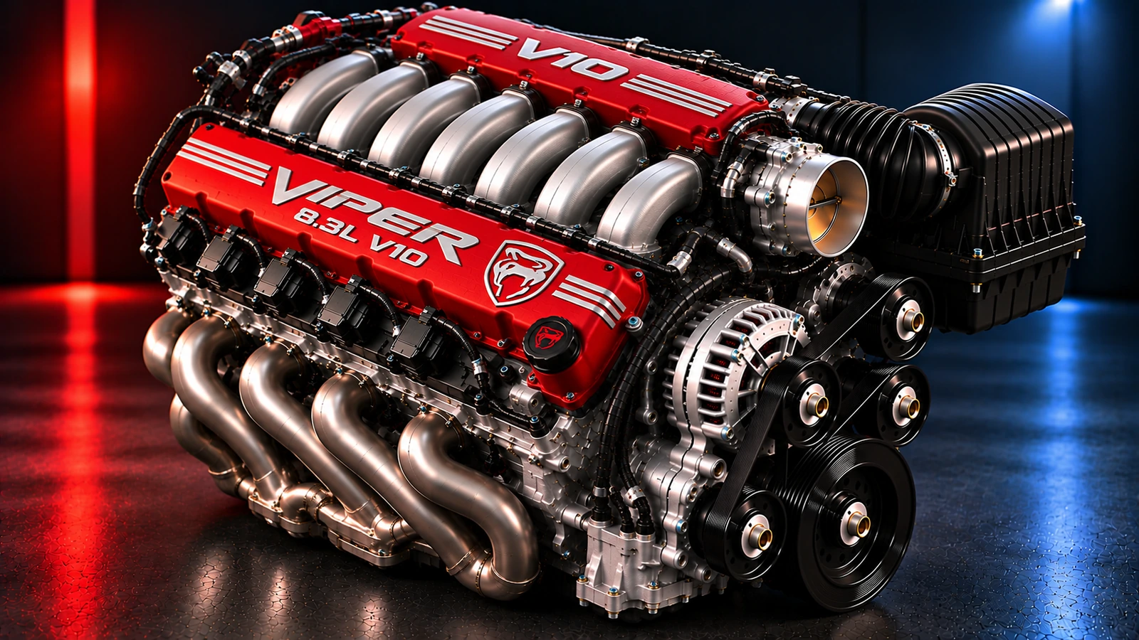 AI-generated editorial illustration: 8.3L V10 (2003 Viper)