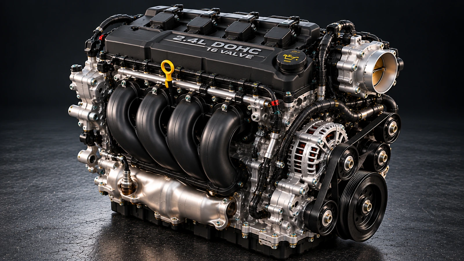 AI-generated editorial illustration: 2.4L DOHC I4 (2006 Stratus)